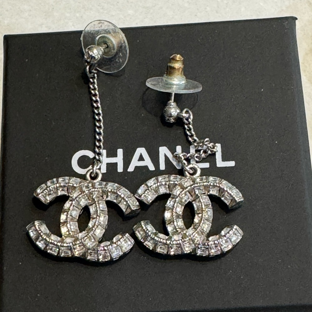 Authentic Chanel crystal drop earrings